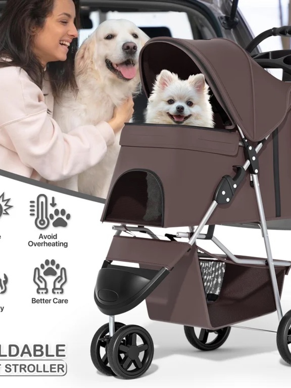 STUNNING COFFEE BROWN PET STROLLER ✨🐾🤎🐶🐈